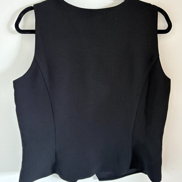 Suit Vest Casual Slim Sleeveless Black Short 4 Buttons with Satin Details Sz 14 - Picture 3 of 6